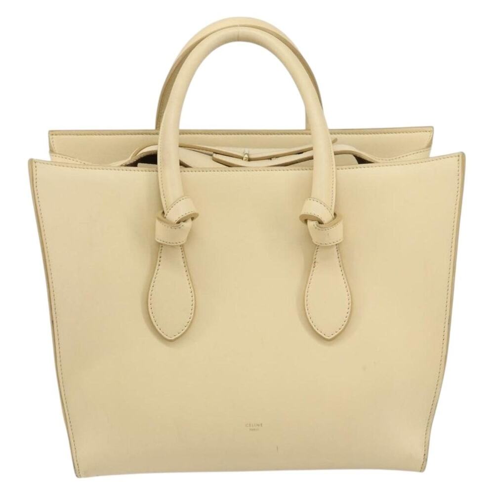 Celine Leather Tie Tote Bag Beige